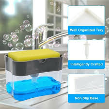 🧼 2-in-1 Soap Dispenser with Sponge – Kitchen Dishwashing Made Easy!