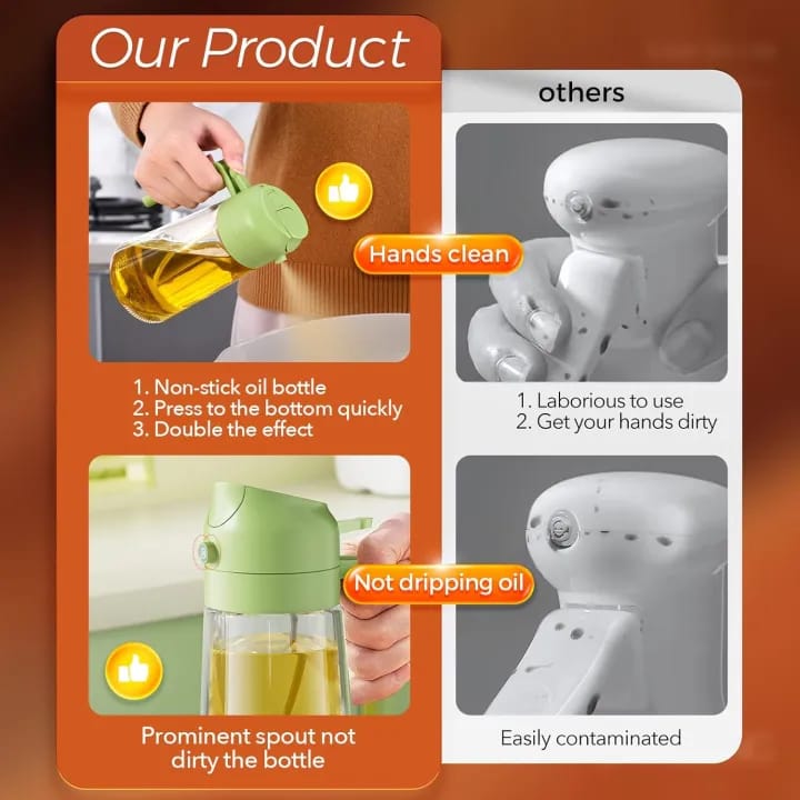 Premium Oil Spray Bottle – Fine Mist Dispenser for Cooking, Air Frying, and Grilling